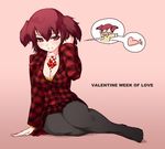  female girl heart nekohige pantyhose red_hair redhead short_hair valentine 