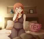  barefoot bed black_panties blush braid closed_eyes frilled_pillow frills hair_over_shoulder heart heart_pillow hino_taka inami_mahiru's_mother lingerie mature navel nightgown panties pillow see-through sitting smile solo underwear wariza working!! yes yes-no_pillow 