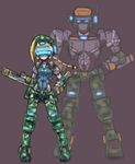  beret braid father_and_daughter hat mecha military military_uniform no_humans sega star_(ikaruga) tonfa uniform virtual_on weapon 