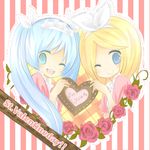  hatsune_miku kagamine_rin mochiko valentine vocaloid 