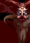  :p bat_wings blood breast_squeeze breasts choker demon_girl fangs highres maitake_(loose) medium_breasts original pointy_ears skull solo succubus tail tongue tongue_out twintails wings 