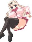  blonde blonde_hair blush breasts character_request hirose_(mokiki) huge_breasts school_uniform source_request thighhighs 