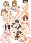  6+girls 8girls bb bikini bow breasts character_request hirose_(mokiki) multiple_girls nipple_slip nipples source_request swimsuit 