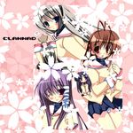  cherry_blossoms clannad fujibayashi_kyou furukawa_nagisa hikarizaka_private_high_school_uniform ibuki_fuuko ichinose_kotomi multiple_girls panties pantyshot sakagami_tomoyo school_uniform underwear yuuki_tsubasa 