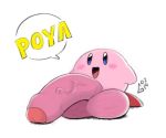  2019 anthro balls biped blush dialogue erection garabato happy humanoid_penis hyper hyper_penis kirby kirby_(series) male nintendo open_mouth penis russian_text signature simple_background smile solo speech_bubble text tongue uncut vein veiny_penis video_games waddling_head what white_background why 
