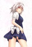  black_panties braid izayoi_sakuya kuku_px maid panties red_eyes silver_hair solo touhou underwear 