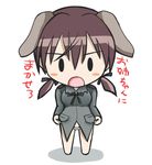  animal_ears brown_hair chibi gertrud_barkhorn solo strike_witches tanaka_rikimaru translated world_witches_series 