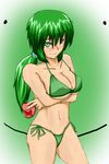  armored_core armored_core:_for_answer artist_request bikini blush breast_hold breasts cleavage green_hair large_breasts may_greenfield solo swimsuit underboob 