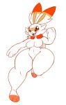  2019 anthro breasts digital_media_(artwork) exposed_breasts female fur kirbot12 lagomorph mammal nintendo nude open_mouth pok&eacute;mon pok&eacute;mon_(species) pussy scorbunny smile solo video_games white_fur 