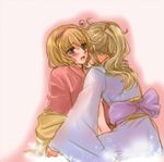  alice_margatroid alternate_costume alternate_hairstyle bad_id bad_pixiv_id blonde_hair blue_eyes blush hair_ribbon hairband japanese_clothes kimono kirisame_marisa long_hair m-ma multiple_girls open_clothes open_mouth open_robe ponytail ribbon robe short_hair touhou yuri 