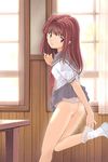  bottomless brown_eyes brown_hair long_hair school_uniform schoolgirl tayama_mamito 