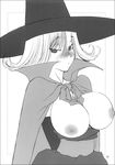  breasts cape chunsoft dragon_quest dragon_quest_iii enix hat mage_(dq3) monochrome nipples witch_hat 