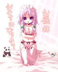  bra breasts frilled_legwear garter_belt hairband izayoi_sakuya large_breasts lingerie miuku_(marine_sapphire) non-web_source panda panties ribbon silver_hair solo stuffed_animal stuffed_panda stuffed_toy thighhighs touhou translated underwear underwear_only 