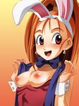  animal_ears barbara blush breasts bunny_ears cuffs dragon_quest dragon_quest_vi highres nipples orange_hair 