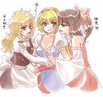  alice_margatroid bad_id bad_pixiv_id blonde_hair blue_eyes bra braid breasts cleavage detached_sleeves hair_ribbon hairband hakurei_reimu kirisame_marisa large_breasts lingerie long_hair lowres m-ma multiple_girls open_clothes open_shirt ponytail ribbon shirt short_hair touhou translated underwear yellow_eyes yuri 