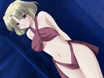  bare_shoulders bikini blonde_hair collarbone dutch_angle filnansis game_cg non-web_source red_eyes short_hair solo swimsuit 