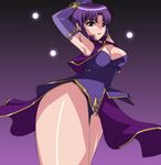  ariyon breasts cleavage elbow_gloves fire_emblem fire_emblem:_rekka_no_ken gloves large_breasts purple_eyes purple_hair short_hair stretch thighs ursula_(fire_emblem) 