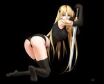  ass blonde_hair blue_eyes crescent crescent_hair_ornament feet hair_ornament long_hair sharon_(words_worth) solo sword takatan thighhighs very_long_hair weapon words_worth 