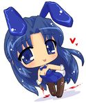  animal_ears asakura_ryouko blood blue_eyes blue_hair bunny_ears bunnysuit chibi hahifuhe knife long_hair pantyhose solo suzumiya_haruhi_no_yuuutsu tongue 
