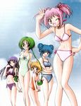  aizawa_mint beach day fong_pudding fujiwara_zakuro midorikawa_lettuce momomiya_ichigo multiple_girls swimsuit tokyo_mew_mew 