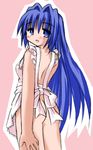  apron blue_hair kanon long_hair minase_nayuki murabito naked_apron solo 