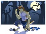  anthro belt boxers_(clothing) canid canine canis clothed clothing destruction domestic_dog male mammal muscular pants torn_clothing underwear were werecanid werecanine 
