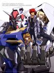  2girls absurdres aqua_eyes blonde_hair blue_eyes brown_eyes brown_hair chall_acustica gundam gundam_00 gundam_00p gundam_plutone highres marlene_vlady mecha multiple_girls red_hair ruido_resonance uon_taraku yanase_takayuki 