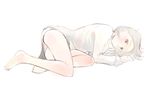  barefoot blush feet ikeda_jun_(mizutamari) lying no_pants on_side original panties pantyshot pantyshot_(lying) short_hair sketch sleepy solo underwear white_hair 