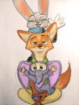  2019 anthro barefoot big_ears canid canine clothed clothing disney female fennec finnick fox fully_clothed fur green_eyes judy_hopps lagomorph male mammal mortic_ox nick_wilde orange_fur rabbit zootopia 