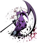  blood blue_skin capcom darkstalkers jedah_dohma moon purple_outfit red_eyes scythe vampire_(game) 