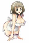  apron breasts cleavage large_breasts legs_together momoyama_nozomu naked_apron original solo thighhighs 