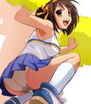  panties peeing peeing_through_panties suzumiya_haruhi suzumiya_haruhi_no_yuuutsu underwear wet_panties 