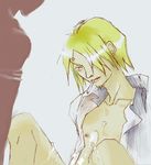  2boys blonde_hair boys cigarette cum male male_focus multiple_boys nipples nude one_piece open_clothes open_shirt roronoa_zoro sanji shirt yaoi zoro zosan 