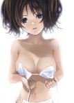  akitama bad_id bad_pixiv_id blue_eyes bra breasts breasts_apart brown_hair large_breasts lingerie navel original short_hair solo underwear undressing vibrator 