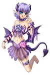  1girl :p bare_shoulders barefoot blue_eyes blush collar demon female full_body imp imp_(mamono_girl_lover) kenkou_cross kenkou_kurosu loli lowres mamono_girl_lover monster_girl monster_girl_encyclopedia purple_hair ribbon see-through simple_background solo tail tongue tongue_out wings 