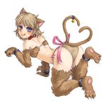  all_fours animal_ears anklet armlet artist_request bell blue_eyes blush brown_hair brown_panties cat_ears cat_tail collar copyright_request gloves jewelry jingle_bell licking_lips multiple_tails nekomata panties paw_gloves paws ribbon short_hair solo tail tail_bell tongue tongue_out underwear 