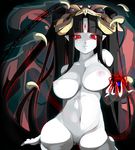  areolae aura black_hair breasts demon_girl demon_wings glowing hair_ornament horns huge_breasts kneeling long_hair magic_circle navel nipples no_pussy nude original pointy_ears red_eyes seiza shiki_(psychedelic_g2) sitting solo tattoo third_eye very_long_hair white_skin wings 