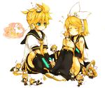  1girl blush brother_and_sister happy kagamine_len kagamine_rin miniboy minigirl playing siblings twins vocaloid yukkii 