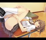  ass bad_id bad_pixiv_id brown_eyes brown_hair legs_up letterboxed lying nauribon on_back original panties pantyshot school_uniform skirt socks solo underwear white_panties 