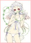 angel_wings bad_id bad_pixiv_id border clover flat_chest four-leaf_clover gagraphic lingerie navel panties red_border red_eyes redrop short_hair side-tie_panties solo standing underwear white_hair wings 
