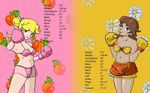  2girls artist_request bikini blond blonde_hair boxing boxing_gloves breasts brown_hair chart mario_(series) measurements multiple_girls nintendo princess_daisy princess_peach see-through shorts super_mario super_mario_bros. super_mario_land swimsuit 