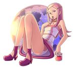  anemone_(eureka_seven) bowieknife boyshorts dress eureka_seven eureka_seven_(series) flat_chest hair_ornament hairclip high_heels jam long_hair long_legs pink_eyes pink_hair platform_footwear platform_heels shoes solo 