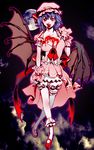  blood blue_hair breasts cleavage demon_wings dress hat large_breasts legs lips moon older red_eyes remilia_scarlet skirt solo touhou wings yurizuka_(sergeant_heart) 