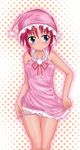  aqua_eyes dress hana_(pangya) hat nibi pajamas pangya panties panty_pull pink_hair pink_skirt skirt solo underwear 