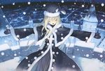  absurdres blonde_hair closed_eyes copyright_request hat highres snow solo ueda_ryou 