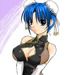  bad_id bad_pixiv_id banned_artist bare_shoulders blue_eyes blue_hair blush breasts bun_cover china_dress chinese_clothes cleavage cleavage_cutout covered_nipples double_bun dress elbow_gloves gloves hiroko_(judge_martin) judge_martin large_breasts lowres nipple_slip nipples oekaki original ribbon s_tanly short_hair smile solo 