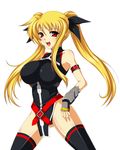  bad_id bad_pixiv_id banned_artist bare_shoulders belt black_legwear blonde_hair breasts covered_nipples fate_testarossa huge_breasts legs long_hair lyrical_nanoha mahou_shoujo_lyrical_nanoha_strikers open_mouth red_eyes s_tanly smile solo spread_legs thighhighs thighs twintails 
