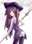  copyright_request elbow_gloves gloves hat panties polearm shiranagi_masa solo spear thighhighs underwear weapon 