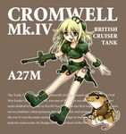  acea4 bad_id bad_pixiv_id boots copyright_request cromwell_(tank)_(personification) crop_top english green_footwear gun mecha_musume midriff military mouse open_mouth panties side-tie_panties smile solo sten_gun submachine_gun underwear weapon world_war_ii 
