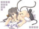  animal_ears ass cat cat_ears copyright_request long_hair no_bra satomi solo tail 